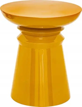 Tavolinë anësore Jaya Totem, metal, D38cm, e verdhë mustard