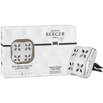 Set Difuzor për makinë Cozy Silver+ Rimbushes Cozy Musk Maison Berger Paris