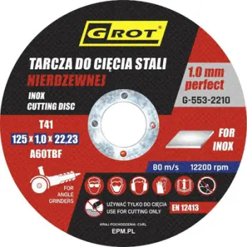 Set disqe prerëse për inox T1A, 125mm, 1.0mm, 22mm, 10 copë