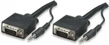 Kabllo Manhattan VGA + audio 3.5mm, 4.5m, e zezë