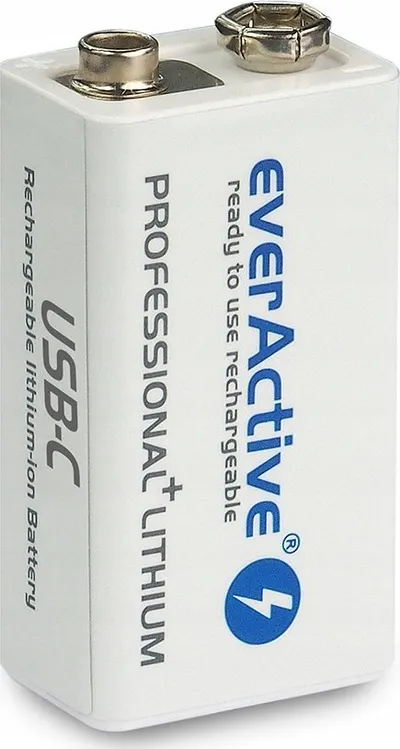 Bateri rikarikuese EverActive 550 Series, 9V 6F22 Li ion, 500mAh, e bardhë - 3
