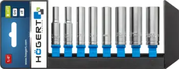 Set dopsash të gjata Högert Technik HT1A886, 1/4", 8 copë, gri mat