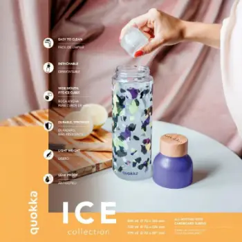 Shishe uji Quokka Ice Blooms, 570ml, plastikë TRITAN pa BPA, shumëngjyrëshe