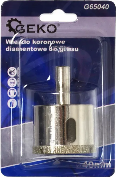 Freza bërthamore diamanti GEKO, 40 mm, për gur qeramik dhe pllaka, metalike - 1