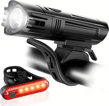 Set drita biçiklete LED Front Rear, rikarikues me USB, rezistente ndaj ujit, e zezë