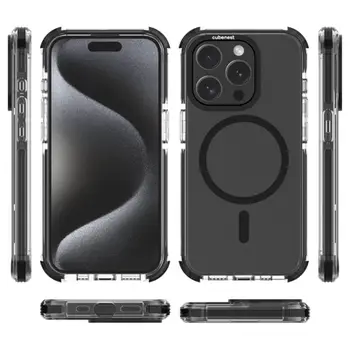 Mbulesë mbrojtëse Cubenest MagPro Strong Guard për iPhone 15 Pro, me MagSafe, e zezë