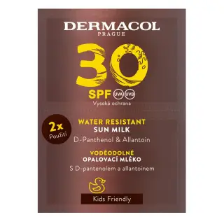 Losion mbrojtës ndaj diellit Dermacol Water Resistant Sun Milk SPF 30, 2 x 15 ml