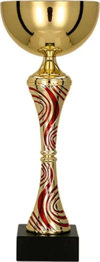 Kupë trofe Victoria Sport Metal Cup, 34 cm, ari me të kuqe
