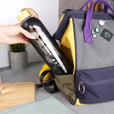 Shishe uji Vilde qelqi, 1L, mbështjellës silikoni, e zezë - 5