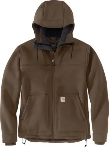 Xhaketë Carhartt Super Dux, Tech Canvas, kapuç me sherpa, kafe e errët, XL