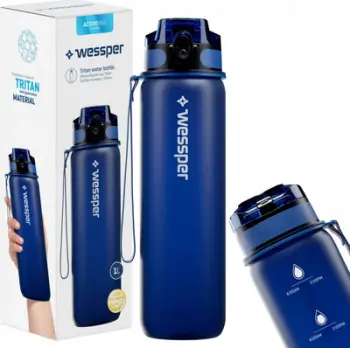Shishe uji Wessper Activemax Triline, 1L, pa BPA, blu e errët matte