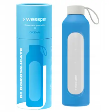 Shishe uji Wessper B1, 1L, qelq borosilikat me mbështjellës silikoni, pa BPA
