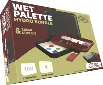 Paletë e lagësht për akrilik The Army Painter Wet Palette, bundle me Hydro Pack, 4 sfunga Hydro Foam, 100 fletë Hydro Sheets