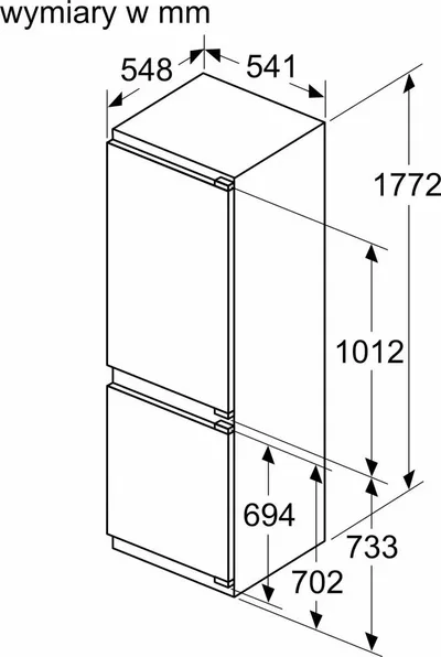 Frigorifer i integruar Bosch KIN86VFE0, NoFrost, VitaFresh XXL, i bardhë - 1