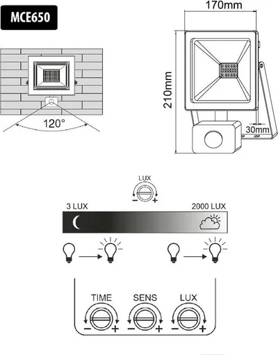 Projektor me sensor lëvizjeje Maclean, 50W, 4000lm, i bardhë - 8