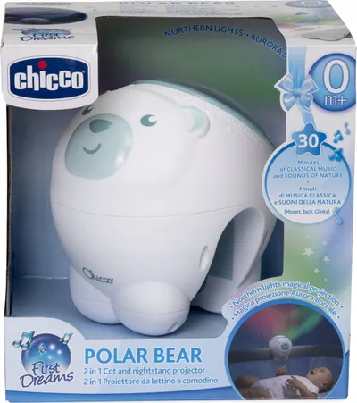 Projektor nate Chicco First Dreams Polar Bear, muzikë relaksuese, efekte drite, blu - 3