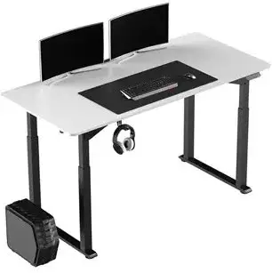 Tavolinë gaming ULTRADESK UPLIFT, 160 x 116 x 75 cm, rregullim lartësie, e bardhë e zezë