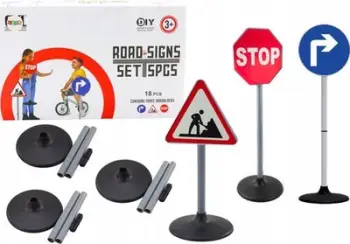 Set edukativ trafik për fëmijë, 3 tabela rrugore, 76cm, shumëngjyrësh