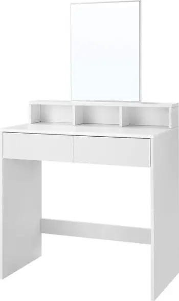 Tavolinë grimi LEOBERT Dressing Table, me pasqyrë, me 2 sirtarë, e bardhë