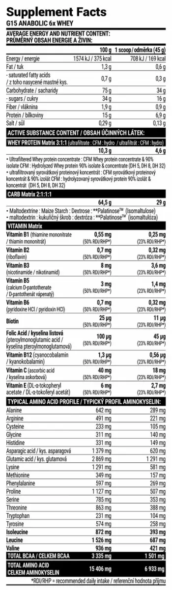Proteinë për shtim peshe Extrifit Anabolic G15 Mass, Qokollatë, 66 servime, 3kg
