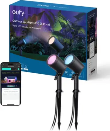 Prozhektor i jashtëm inteligjent Eufy Outdoor Spotlight E10, RGBWW, 500 lumene, i bardhë