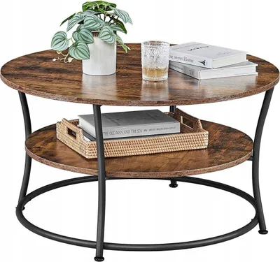 Tavolinë kafeje LEOBERT Coffee Table, rrumbullake, raft i poshtëm, kafe - 2