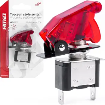 Çelës sigurie Top Gun, ndriçim i kuq, 12V 24V, i zi