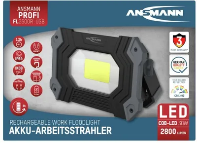 Prozhektor pune LED ANSMANN FL2500R, 2800 lm, i rikarikueshëm, i zi - 1