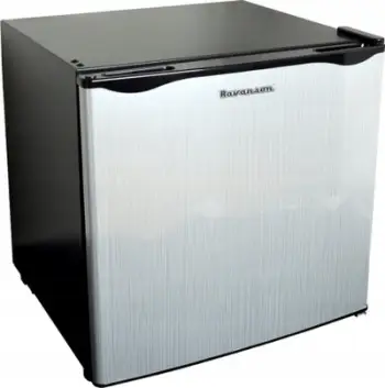 Frigorifer kompakt Ravanson LKK-50ES Cube, 48L, klasa E, argjendtë me anë të zeza