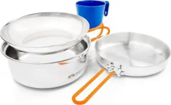 Set enësh kampingu GSI Glacier Stainless 1 Person, çelik inox, 1 person