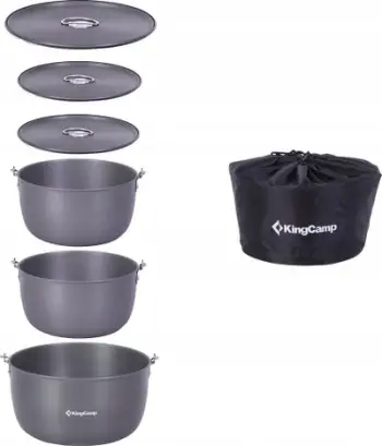 Set enësh kampinguese King Camp Climber IV, 3 tenxhere, alumin i anodizuar