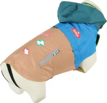 Pallto shiu për qen Vintage T25, e papërshkueshme nga uji, me kapuç, blu