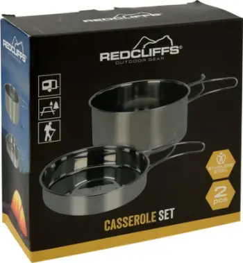 Set enësh kampinguese pa markë, 2 copë, çelik inox, argjendtë