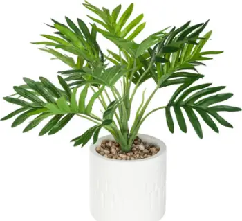 Palmë artificiale dekorative Atmosphera White, 29 cm, vazo qeramike e bardhë