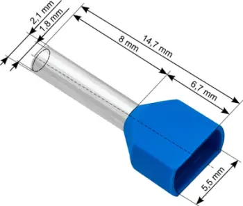 Set ferrula kabllosh König HCPL5770, 2x0.75mm², 100 copë, blu