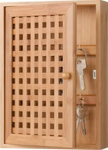 Kuti çelësash Zeller, bambu, 19 x 6 x 27 cm, kafe