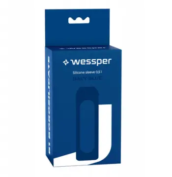 Mbulesë silikoni për shishe qelqi Wessper B1 Borosilicate, 0.5L, navy blue
