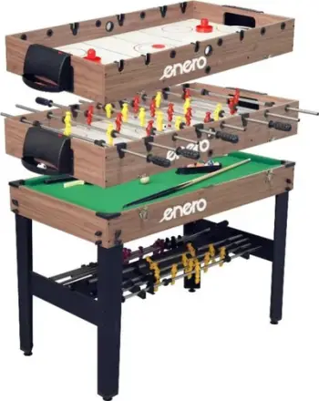 Tavolinë lojërash Enero 3in1, futboll tavoline bilardo air hockey, 121x61x81cm, ngjyrë druri