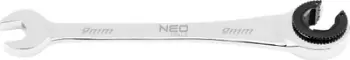 Çelës unazë me hapje Neo Tools 09-256, 9 mm, me racë, i argjendtë