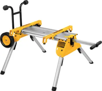 Tavolinë mbajtëse Dewalt DE7400 XJ, alumini, me rrota, e verdhë
