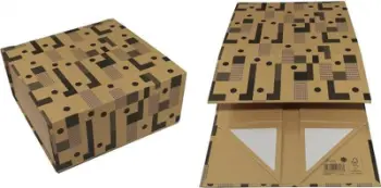 Kuti dhuratash Promised Land Geometric, karton kraft, mbyllje me magnet, kafe