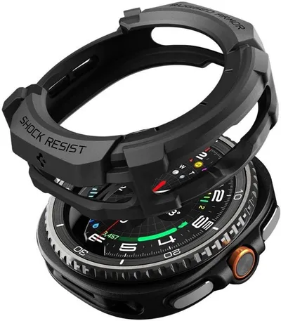 Mbrojtëse ore Spigen Rugged Armor për Samsung Galaxy Watch 8 Classic 46mm, TPU, e zezë matte - 1