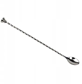 Lugë barmeni me muddler, 30 cm, çelik inox, argjendtë