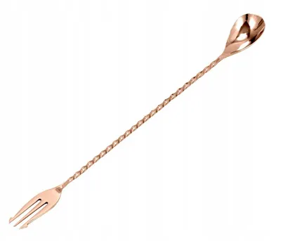Lugë barmeni me pirun, 40 cm, bakër - 1