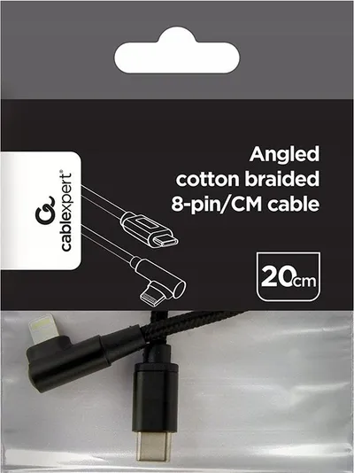 Kabllo të dhënash Gembird CC-USB2-CMLML-0.2M, USB C në Lightning, 0.2m, e zezë - 2