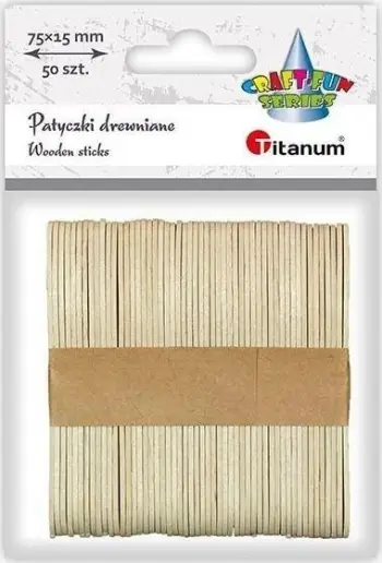 Lugë druri Titanum Wooden Sticks, 1.5 x 7.5 cm, 50 copë, natyrale