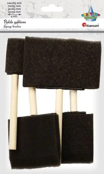 Set furça pikture Hasta Flat Sponge, 4 copë, sfungjer i sheshtë, druri, multingjyrëshe