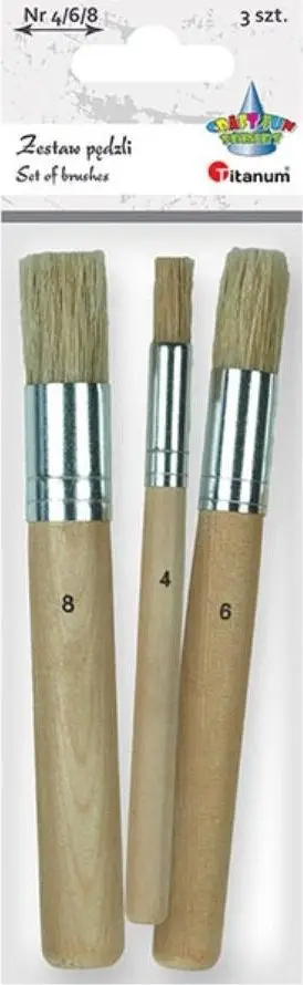 Set furça rrumbullake Titanum Round Bristle, 3 copë, për stippling, me dorezë druri