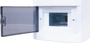Kuti elektrike sipërfaqësore, 1x6 module, derë e tejdukshme, e bardhë
