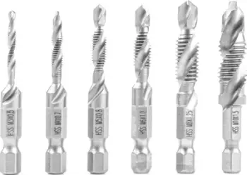 Set freza me fileto HSS, 6 copë, bisht gjashtëkëndor 1/4"